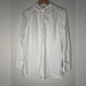 Lucky Brand Button Up Shirt Womens Size Medium White Solid Long Sleeve